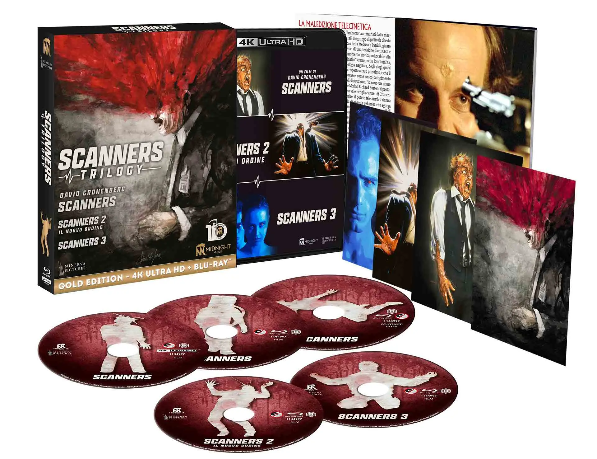 Scanners Trilogy - Limited Edition Midnight Gold 4K Ultra HD + 4 Blu-ray + Booklet + Card (Blu-ray) Scanners Trilogy - Limited Edition Midnight Gold 4K Ultra HD + 4 Blu-ray + Booklet + Card (Blu-ray)