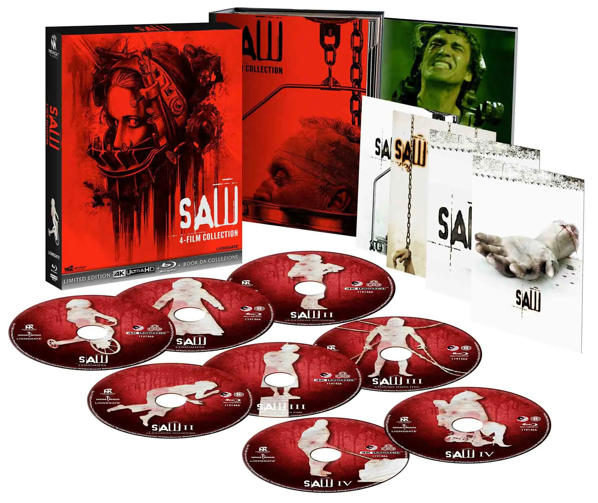 Saw Film Collection - Limited Edition Midnight Classics 4 4K Ultra HD + 4 Blu-ray + Cards + Book da Collezione (Blu-ray)