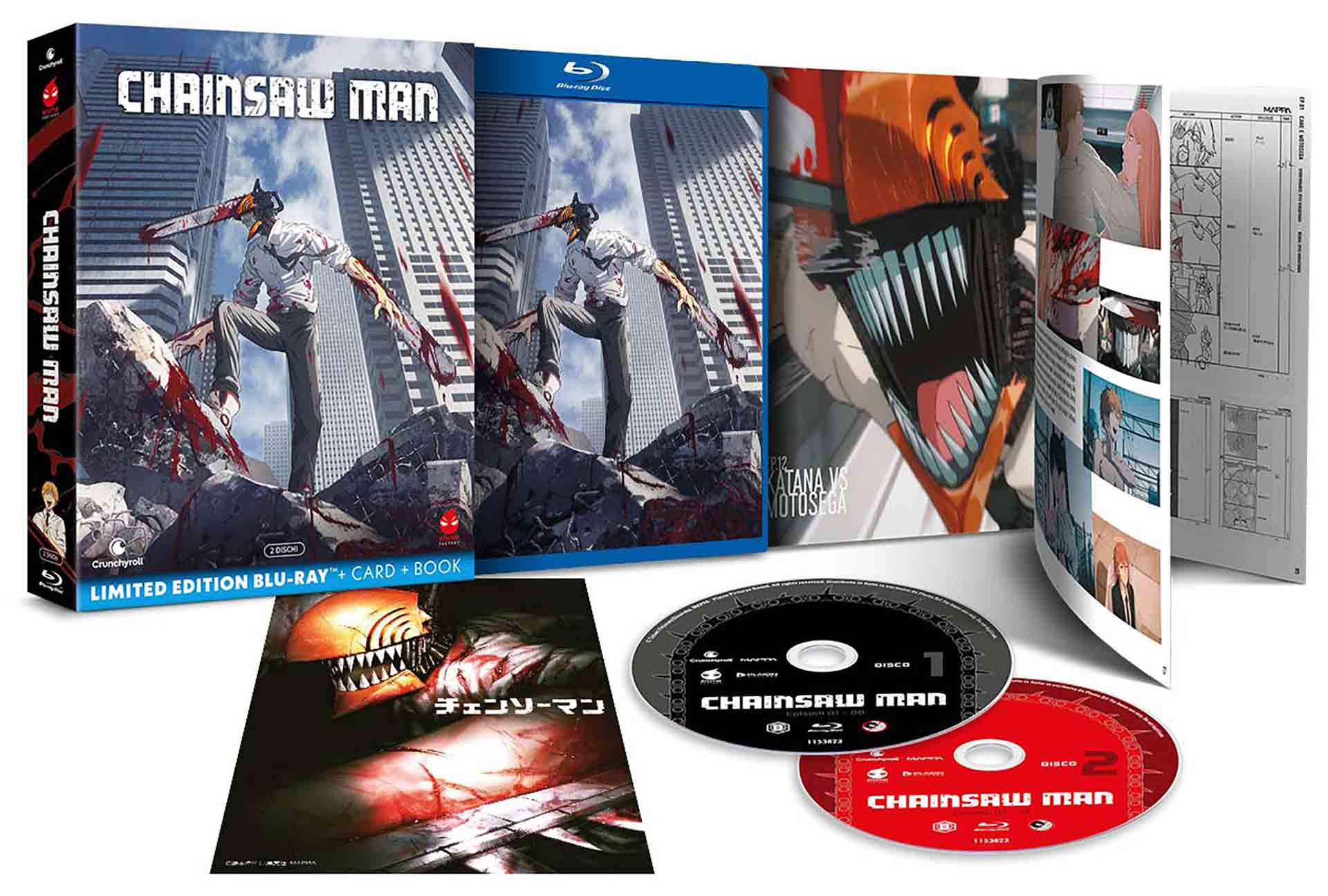 Chainsaw Man - Limited Edition Anime Factory 2 Blu-ray + Card + Book da Collezione - Serie TV Completa (Blu-ray) Adult, Male, Man, Person, Dvd