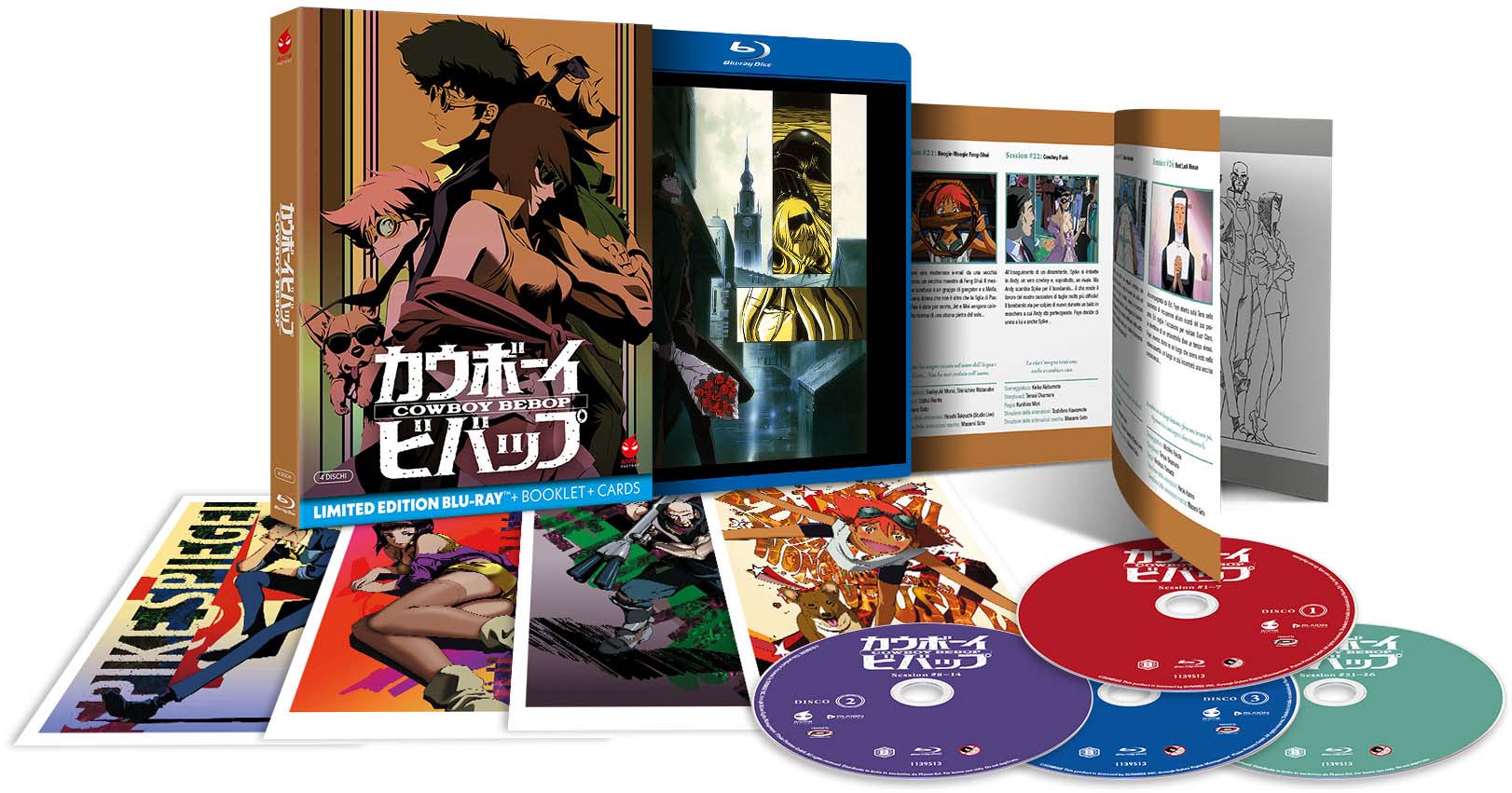 Cowboy Bebop - Limited Edition Anime Factory 4 Blu-ray + Cards + Booklet - Serie TV Completa (Blu-ray) Advertisement, Poster, Person